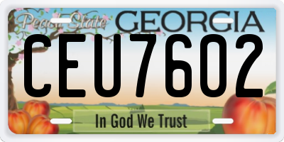 GA license plate CEU7602
