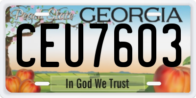 GA license plate CEU7603