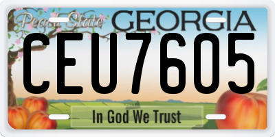 GA license plate CEU7605