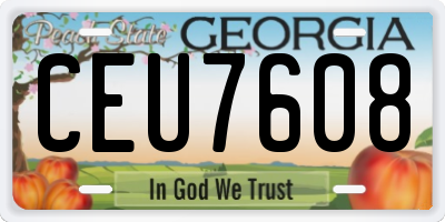 GA license plate CEU7608