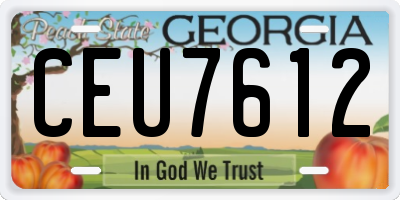 GA license plate CEU7612