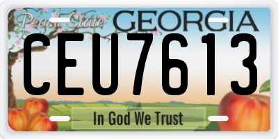 GA license plate CEU7613