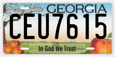 GA license plate CEU7615