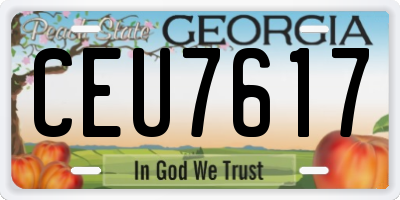 GA license plate CEU7617
