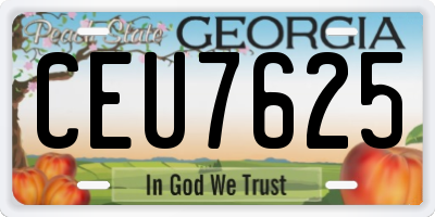 GA license plate CEU7625