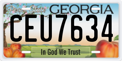 GA license plate CEU7634