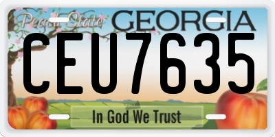 GA license plate CEU7635