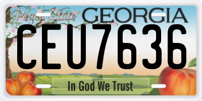 GA license plate CEU7636