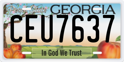 GA license plate CEU7637