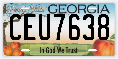 GA license plate CEU7638