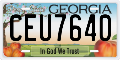 GA license plate CEU7640