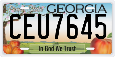 GA license plate CEU7645