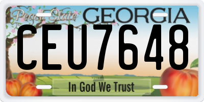 GA license plate CEU7648