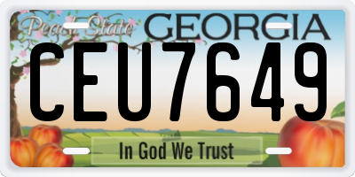 GA license plate CEU7649