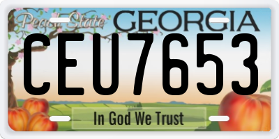 GA license plate CEU7653