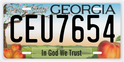 GA license plate CEU7654