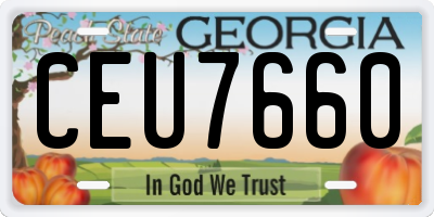 GA license plate CEU7660