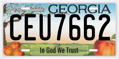 GA license plate CEU7662