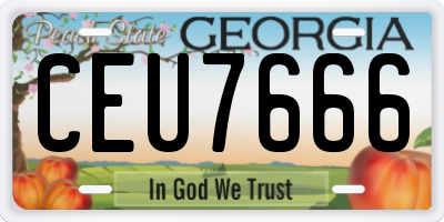 GA license plate CEU7666