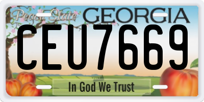 GA license plate CEU7669