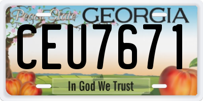 GA license plate CEU7671