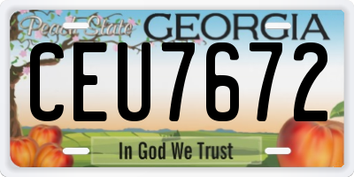 GA license plate CEU7672