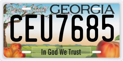 GA license plate CEU7685