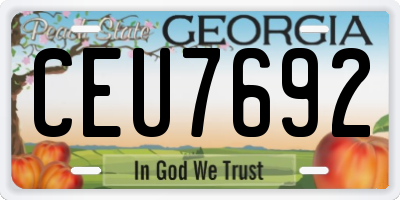GA license plate CEU7692