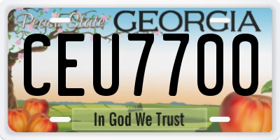 GA license plate CEU7700