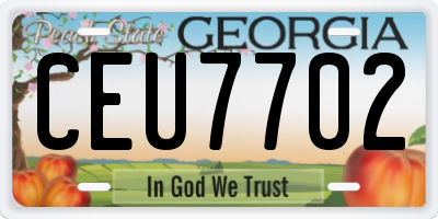 GA license plate CEU7702
