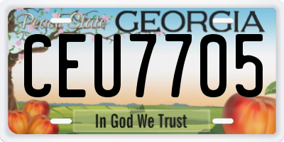 GA license plate CEU7705