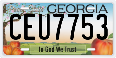 GA license plate CEU7753