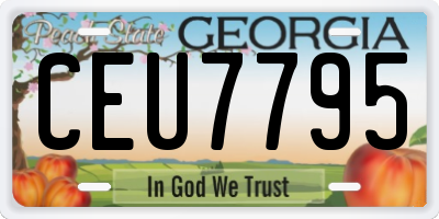 GA license plate CEU7795
