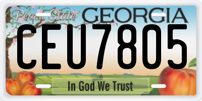 GA license plate CEU7805
