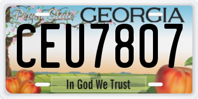 GA license plate CEU7807