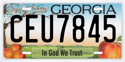 GA license plate CEU7845