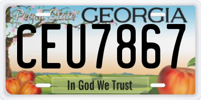 GA license plate CEU7867