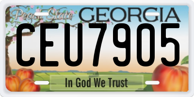 GA license plate CEU7905