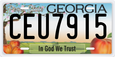GA license plate CEU7915