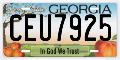 GA license plate CEU7925