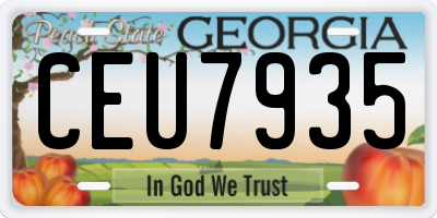 GA license plate CEU7935