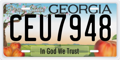 GA license plate CEU7948