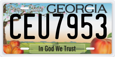 GA license plate CEU7953