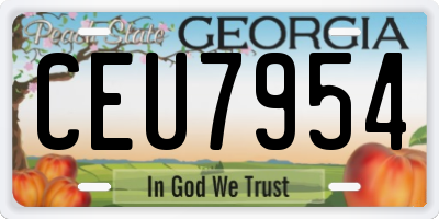 GA license plate CEU7954