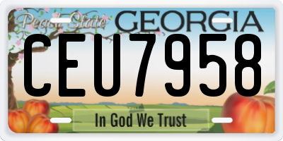 GA license plate CEU7958