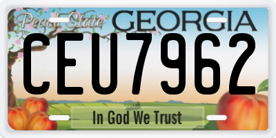 GA license plate CEU7962
