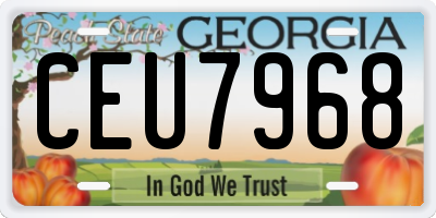 GA license plate CEU7968