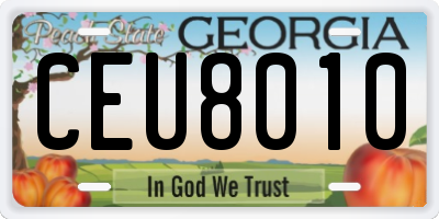 GA license plate CEU8010