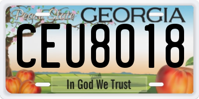 GA license plate CEU8018