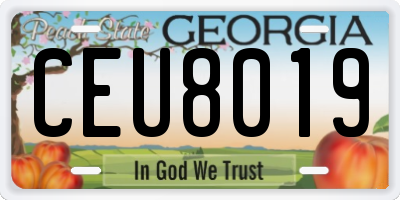 GA license plate CEU8019